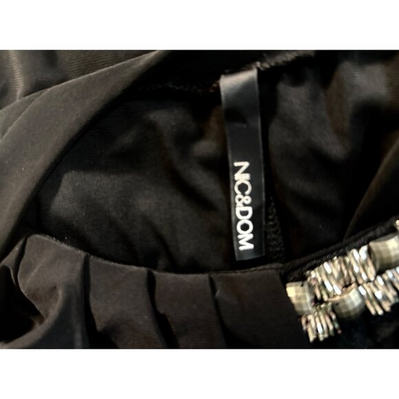 Flowy Embellished Black Jersey 2XL Dress with Rhinestone and Jewels Fairy Glam - Picture 7 of 14